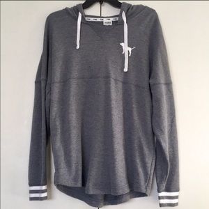 PINK Victoria’s Secret Gray Hoodie w/
White Detail